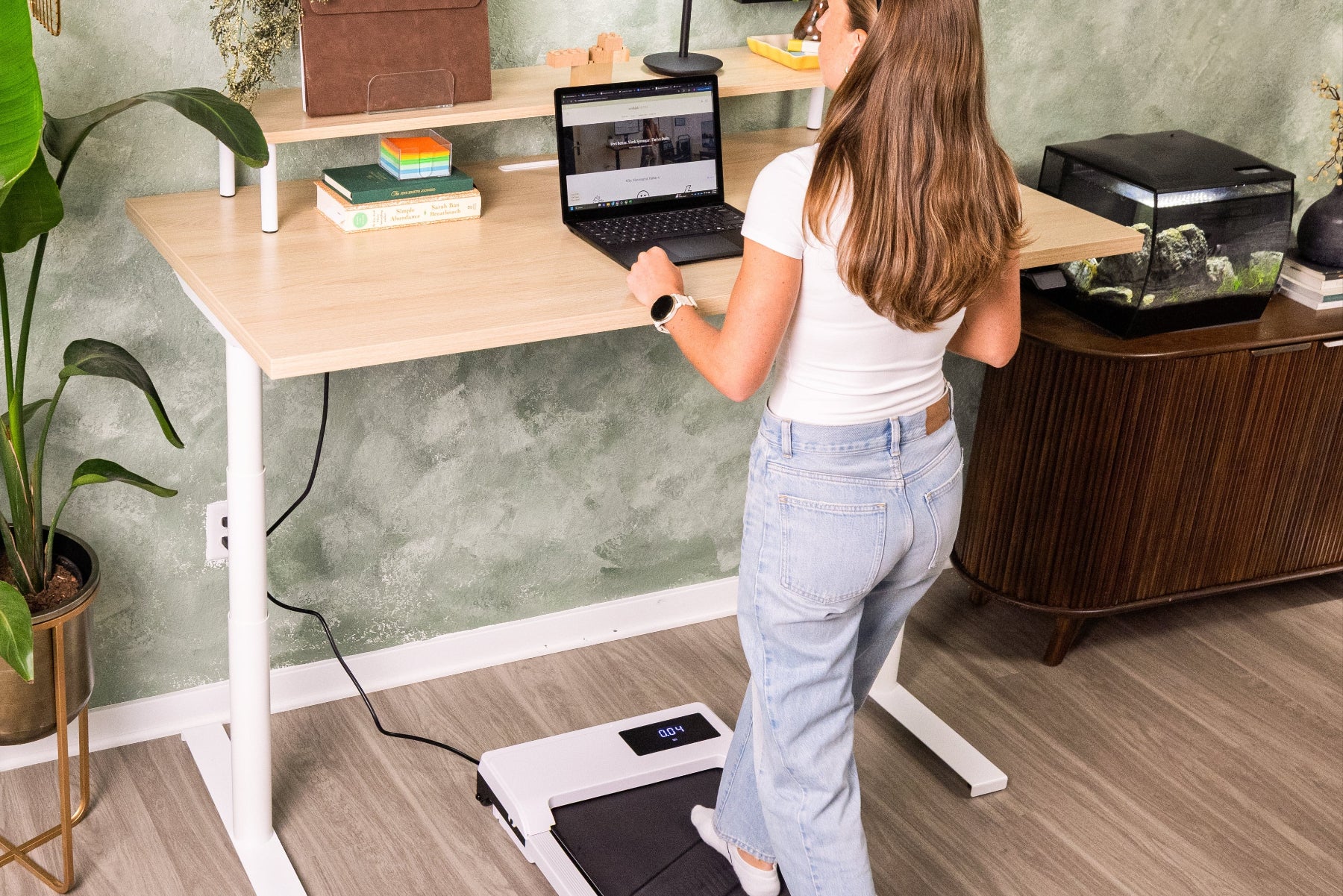 walking pad with standing desk setup